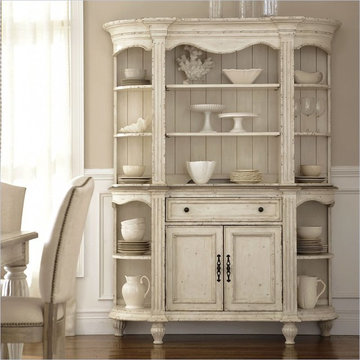 Riverside White Distressed Buffet and Hutch