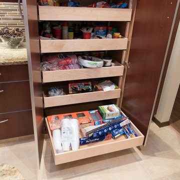 Roll-out pantry cabinet is fully adjustable, full-extension and highly efficient