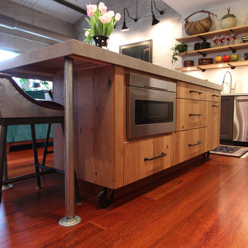 Rough Sawn Oak Veneer Wood Cabinets in Natural bring Texture and Character to Th