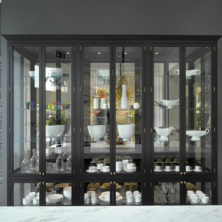Inspiration for a large shabby-chic style single-wall kitchen pantry in London.