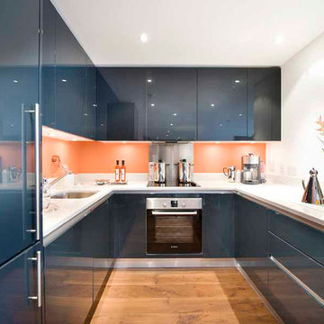 Royal Arsenal Riverside, London - Contemporary Blue Lacquer Kitchen