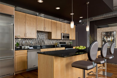 Kitchen - contemporary kitchen idea in Detroit