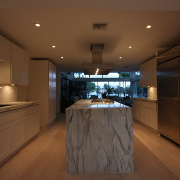 Royal Stone & Tile in Los Angeles Calacatta Marble Kitchen and Subway Tile