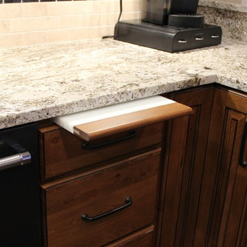 Rural Kewanee Kitchen Remodel With Rustic Beech Cabinets and White Sand Granite