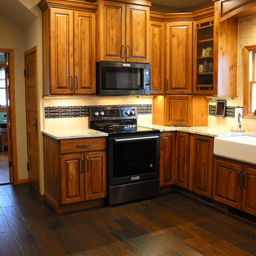 Rural Kewanee Kitchen Remodel With Rustic Beech Cabinets and White Sand Granite