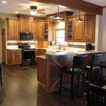 Rural Kewanee Kitchen Remodel With Rustic Beech Cabinets and White Sand Granite