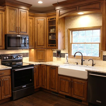 Rural Kewanee Kitchen Remodel With Rustic Beech Cabinets and White Sand Granite