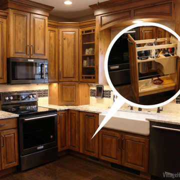 Rural Kewanee Kitchen Remodel With Rustic Beech Cabinets and White Sand Granite