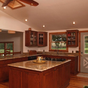 Rustic Cherry Kitchen with Glass Doors in Columbia, MD