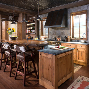 Rustic Colorado Timber Frame Home - The Steamboat Springs Residence Kitchen