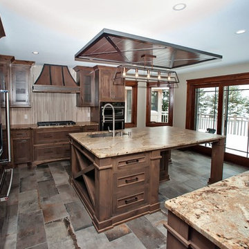 Rustic Industrial Kitchen with Large Island