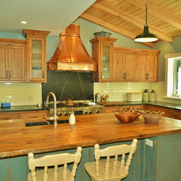 Rustic Pine/Antique Teal-Grey/Copper Kitchen!