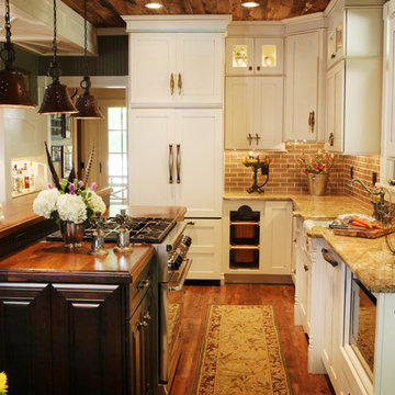 Rustic Rustic Cottage Renovation White and Wood Cabinetry St. Louis, MO