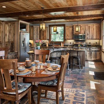 Rustic Timber Frame Home: The Rock Creek Residence - Kitchen and Dining Room