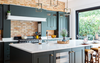 Dark Green Cabinets Add Elegance to a Welcoming Kitchen