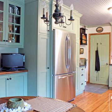 Sage Green Country Cottage Kitchen with Farmhouse Sink
