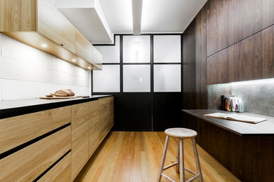 Example of a trendy kitchen design in Montreal