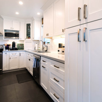 San Jose White Shaker Kitchen Remodel- semi custom cabinets, quartz counter tops