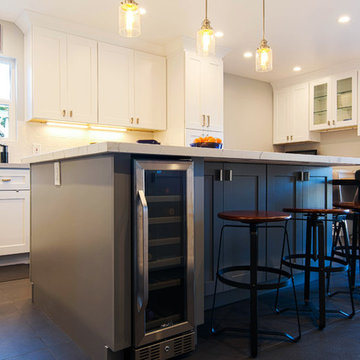 San Jose White Shaker Kitchen Remodel- semi custom cabinets, quartz counter tops