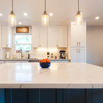 San Jose White Shaker Kitchen Remodel- semi custom cabinets, quartz counter tops