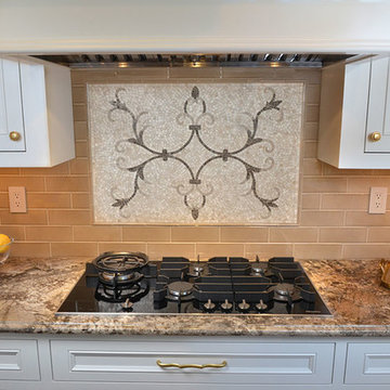 Backsplash Accented with a Marble Mosaic
