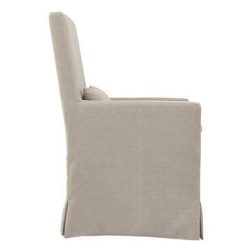 SANDSPUR BEACH ARM DINING CHAIR WITH CASTERS - BRUSHED LINEN