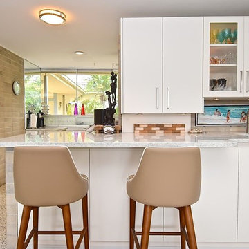 Sarasota Modern Kitchen with bar seating and storage