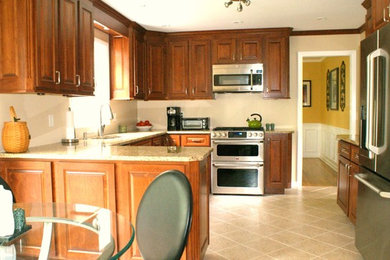 This is an example of a contemporary kitchen in Boston.