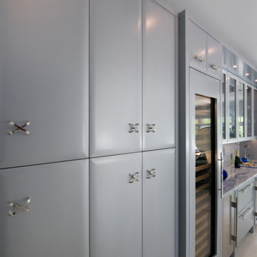 Satin gray cabinetry