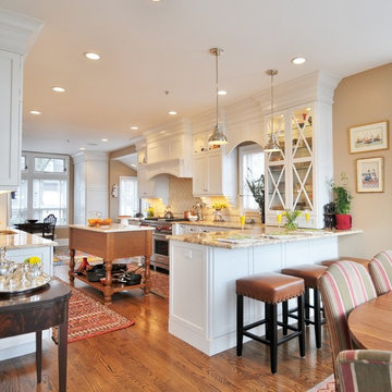 Scarsdale White Kitchen with Cherry Accents