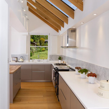 Beige and White Handleless Kitchen Cardiff