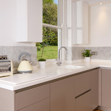 Beige and White Handleless Kitchen Cardiff