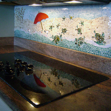 Seascape kitchen backsplash