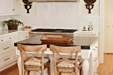 Inspiration for a timeless kitchen remodel in Charlotte with marble countertops