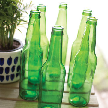 Set of 6 Recycled Green Bottles