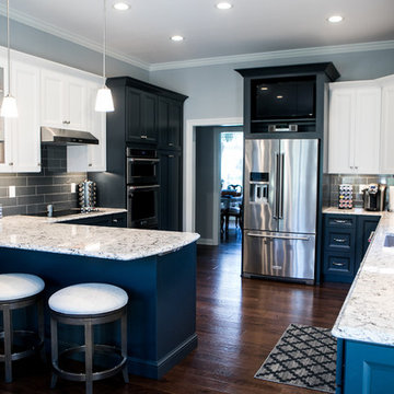 Shades of Blue - Transitional Kitchen, Bathroom, & Living Room