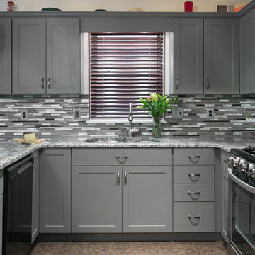 Shake it up with Gray Shaker style and Granite Countertops