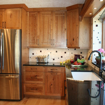 Shaker Cabinets with Wood Mullions