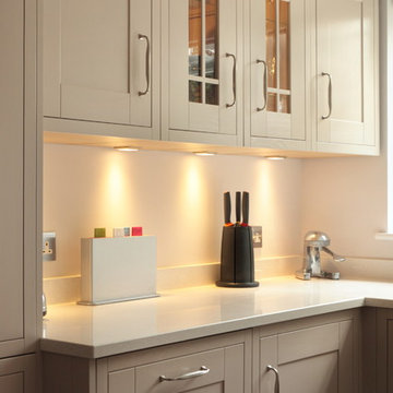 Shaker kitchen with a variety of cabinets
