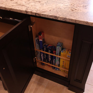 Shallow Depth Cabinet with Dowels for Wrap and Bag Storage