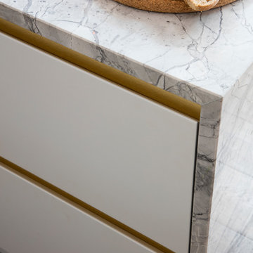 Kitchen Drawers with a Brass Channel Reveal
