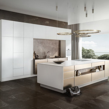 SieMatic PURE Design - White and Brushed Gold Kitchen