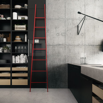 SieMatic URBAN Design -  Black Kitchen with open drawers