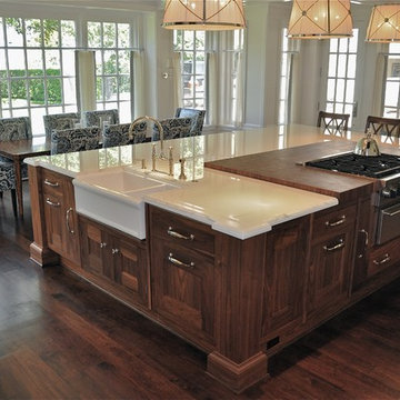 Signature Kitchen with custom made hardware, hand painted with high gloss paint.