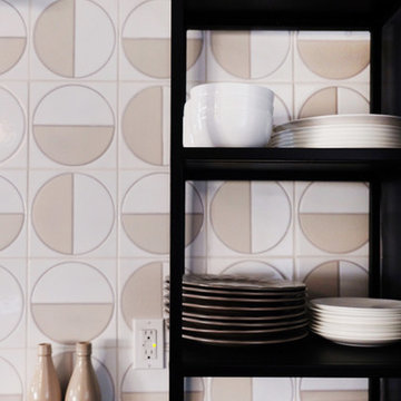 SImply Grove Hand Painted Tiles with Open Shelving
