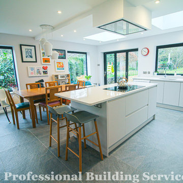 Single storey extension with open plan kitchen and sedum roof