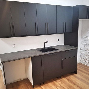 Single wall 10' office IKEA kitchen in downtown Toronto. KUNGSBACKA finish.