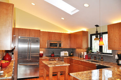 Skylights flood this remodeled kitchen with sunshine