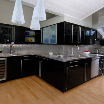 Sleek Contemporary Kitchen with Bold Cabinets