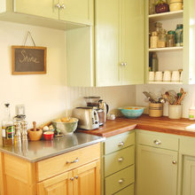 green painted cabinets